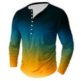 thumbnail image 2 of Dagegui Henley T Shirts for Men Long Sleeve Gradient Tie Dye Print Shirt Fall Crewneck Buttons Pullover Shirts Big and Tall Gym Workout Muscle Tees Tops Today Deals Sky Blue XL, 2 of 4