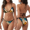 thumbnail image 3 of KLL Stained Glass Cat Art Print Bikini Set for Women,String Two Piece Halter Top Triangle Bikini Set with Tie Side Bottom Sexy Swimsuit Bathing Suits, 3 of 5