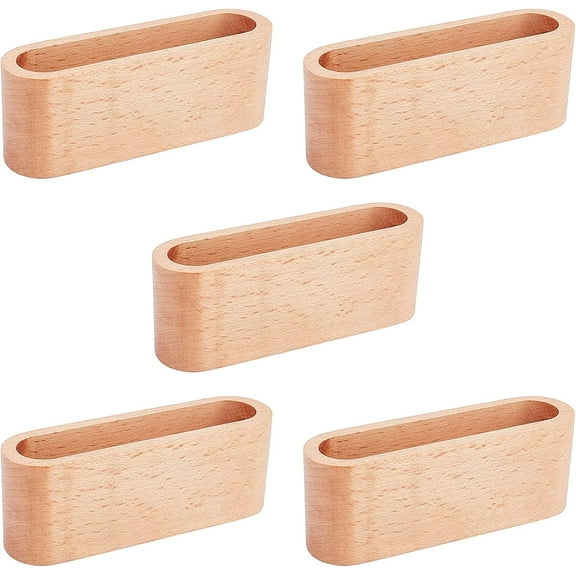 5 Pcs Beech Wood Business Cardcase 4.3x1.2x1.6 Inch Wood Business Card Display Holder for Office Name Card