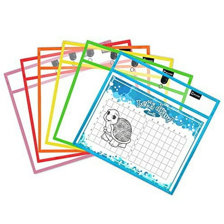 Magnetic Dry Erase Pockets .. by Two Point (6-Pack) .. - Landscape - Clear .. Plastic Sleeves for Paper, .. Shop Ticket Holders, Job .. Ticket Holders, Clear Paper .. Sleeves, Dry Erase Sleeves