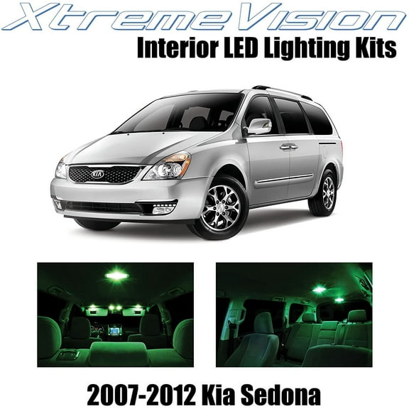 XtremeVision Interior LED for Kia Sedona 2007-2012 11 pcs Green Interior LED Kit Installation Tool