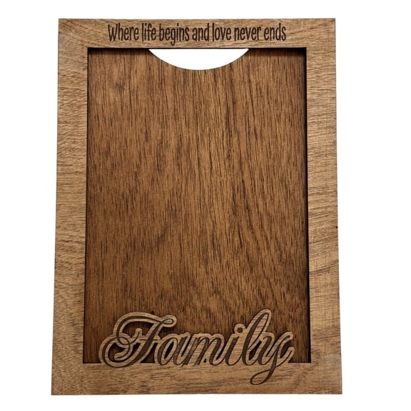 Family Engraved Wood Picture Frame 5x7, Rustic Farmhouse 5x7 Photo Frame with Stand, Wall Mount and Acrylic Cover – Home Decor Gift