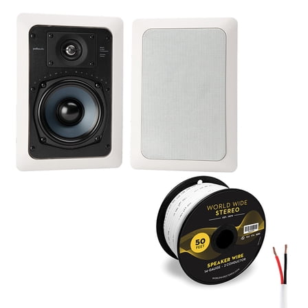 Polk Audio RC55i In-Wall Speaker Pair with 14 Gauge Speaker Wire - 50 Feet