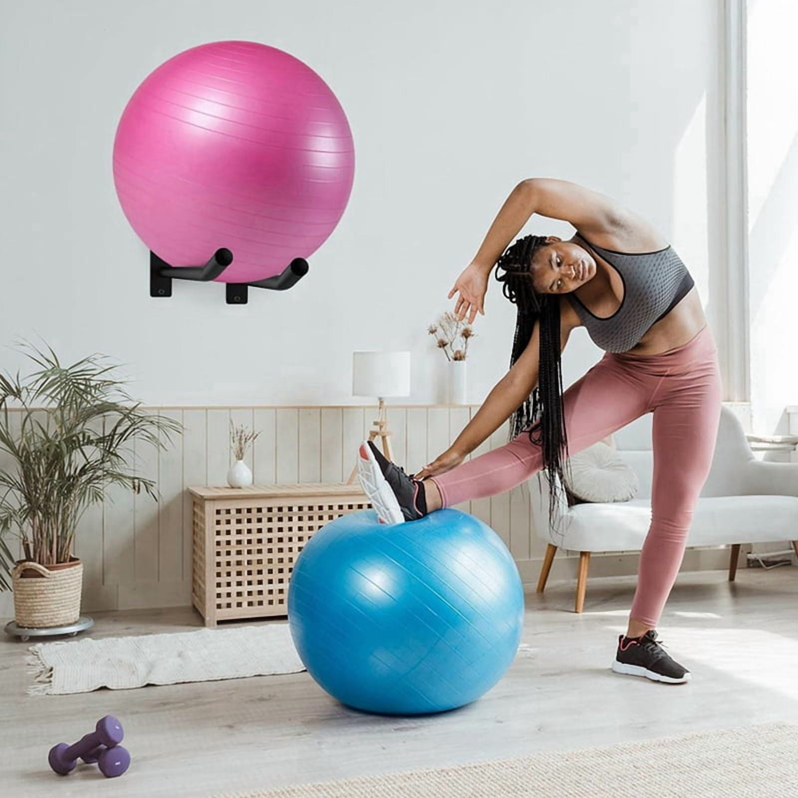 6 x Exercise Ball Wall Rack-Black