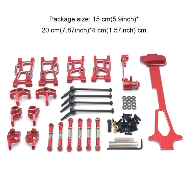 Front Rear Swing Arm RC Truck Steering Cup Link Rod Bearing Drive ShaftUpgrade Modified Kit Replacement for WLtoys 144010 144001 Red