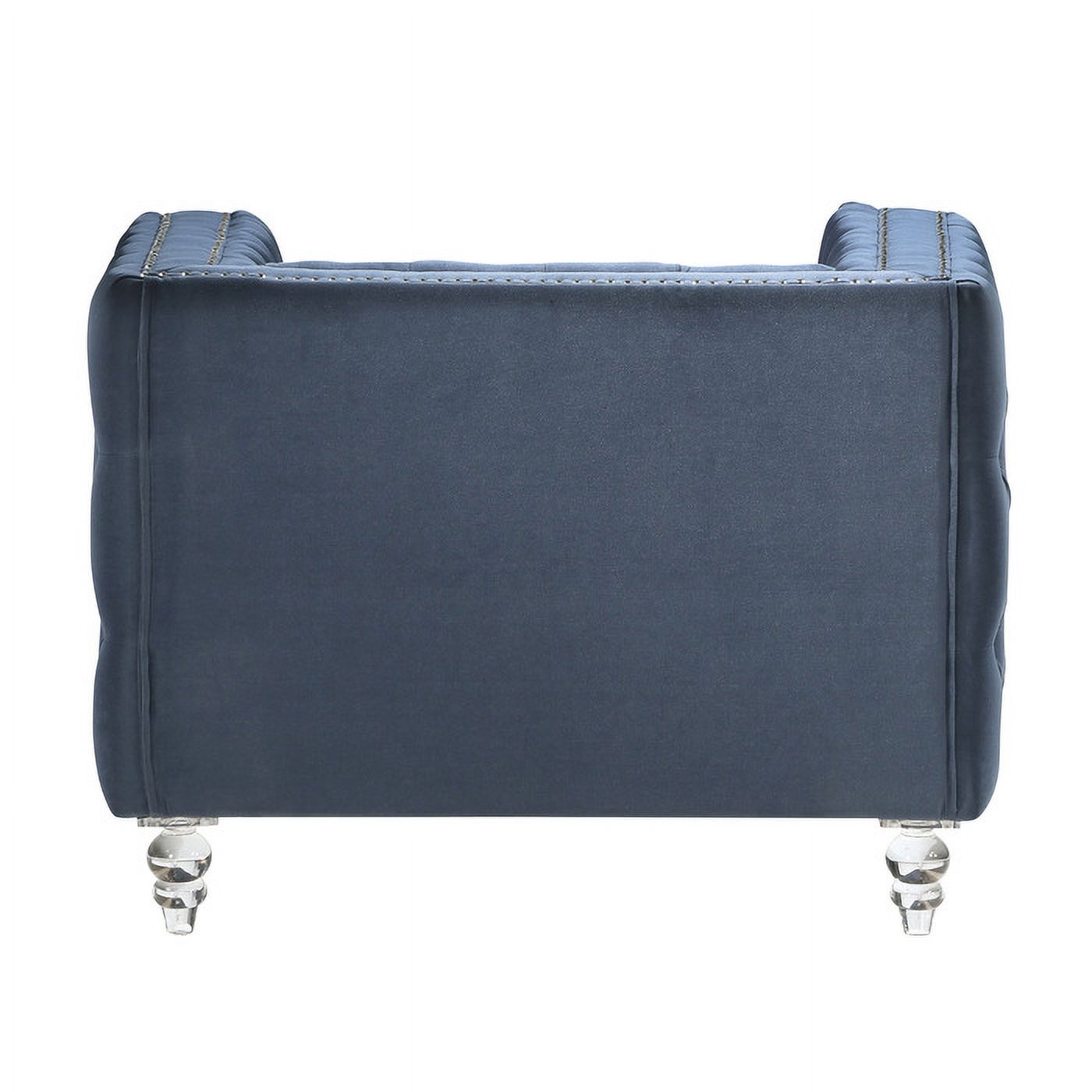 Lexicon Orina Button Tufted Velvet Chair in Dark Blue
