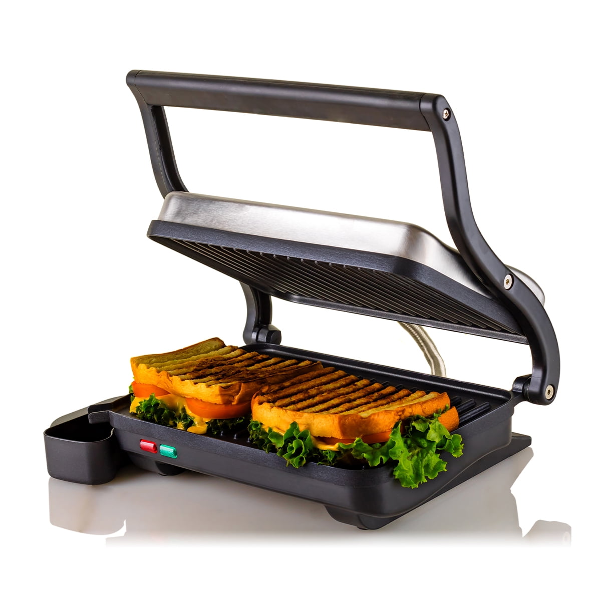 Ovente Electric Panini Press Grill Sandwich Maker 2 Slices with Double