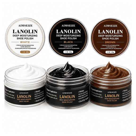 AIMSEIZE Leather Shoe Care Oil, Mink Oil Balm In Aluminum Tin For Leather, Suede, Vegetable-Tanned Leather -3bottles, black, white, brown, Suitable For Leather Shoes, Bags, Furniture, Accessories,85G