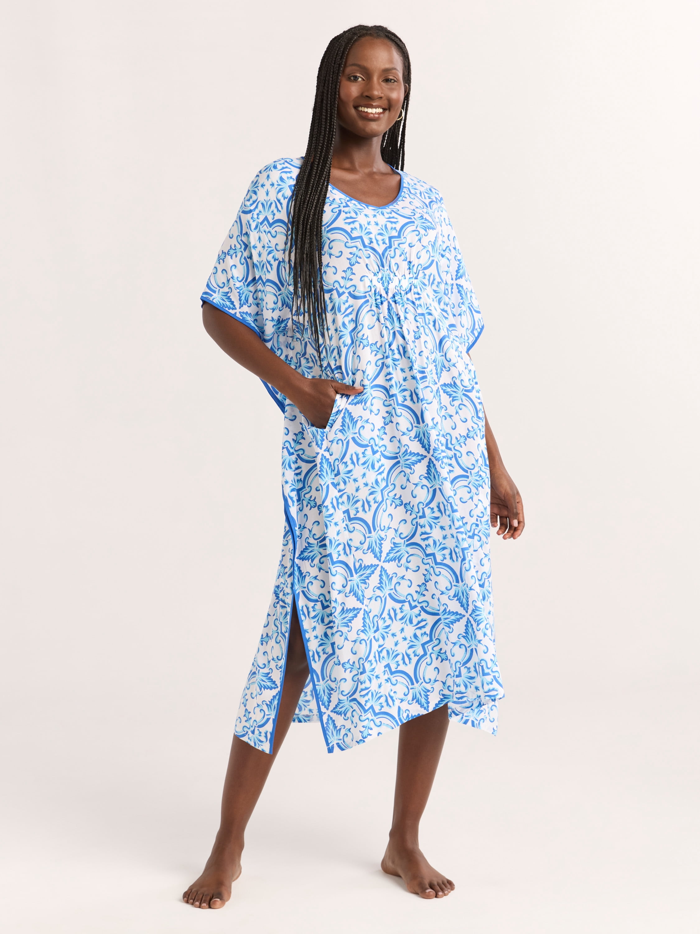 Joyspun Women’s Sleepwear Woven Strappy Maxi Nightgown, Sizes S-4X