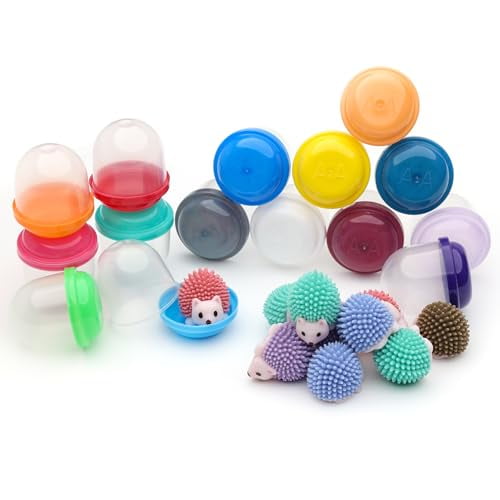 Entervending Hedgehog Mini Toys for Kids in Capsules - 50 Pcs of 1.1 Inch Plastic Capsules & Hedgehog Toy Figurines for Kids - Bulk Toys in Capsules - Easter Basket Stuffers