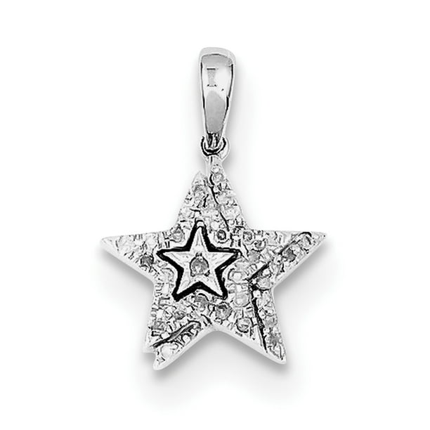 Sterling Silver Pendentif Étoile en Diamant Plaqué Rhodié QP3562 (17mm x 12mm)