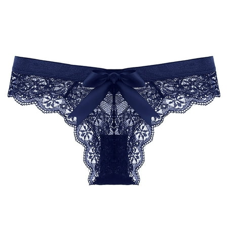Midwennn Lace Low Rise Sexy Transparent Panties with Bowknot Design for Women Sheer Mesh Panties