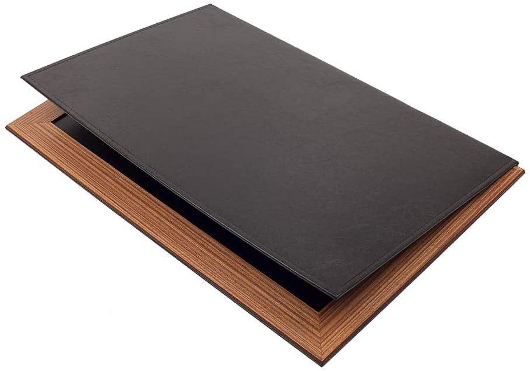 Leather Desk Set - Leather Organizer Desk Set - Walnut Wood Desk Set - Office Product - Desk Accessories Set - 11 PCS (Black)