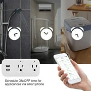 OAVQHLG3B Smart Plug WiFi Outlet With Remote Control & Timer Function Work With Alexa & Assitant 16A Smart Socket 2 Outlets No Hub Required 2.4G Wi-Fi On-ly