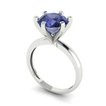 3ct round cut blue tanzanite 14k white gold Bridal Wedding Engagement Promise Anniversary Ring for Women size 4.25