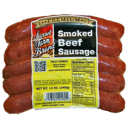 Sunset Farm Foods Smoked Beef Sausage 12 Oz. - Walmart.com