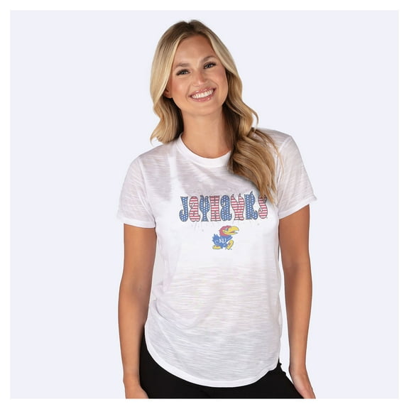 Women's Concepts Sport  White Kansas Jayhawks Stars and Stripes Infuse Lightweight Slub Knit Top