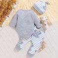 thumbnail image 4 of larppty Infant Baby Boy Clothes Elephant Style Long Sleeve Romper + Pants + Hat 3PCS Outfits Set, 4 of 7