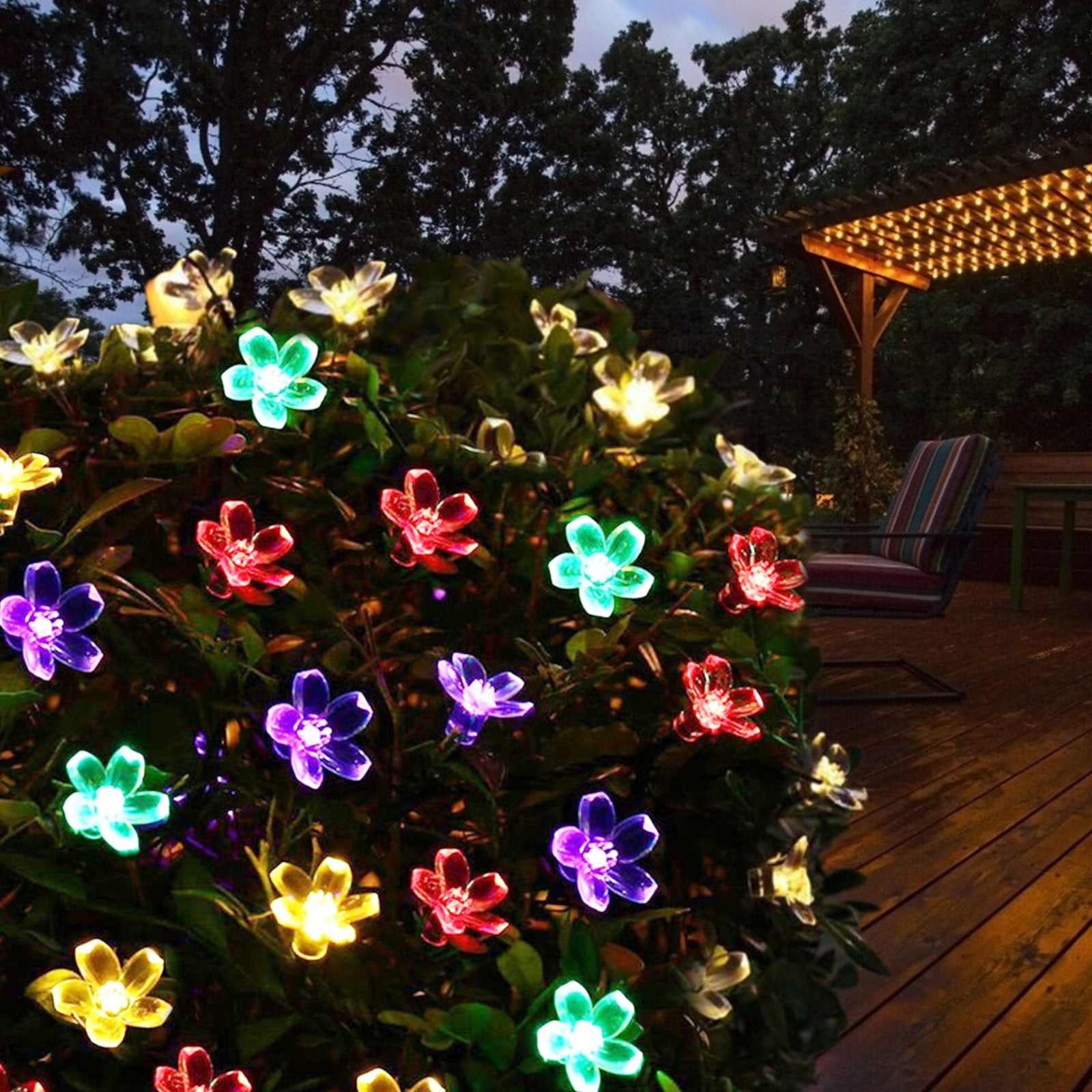 30 LED Blossom Flower Solar Powered Garden Fairy String Lights Outdoor Lamp