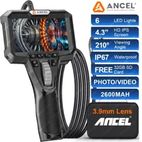 ANCEL AN303 3.9MM Borescope Camera Two-way 210° Articulating Inspection Endscope Camera with 4.3inch Screen