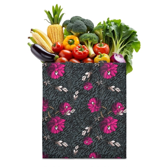 Botanical Foldable Grocery Bag - Eco-Friendly & Machine Washable Tote with Floral Print