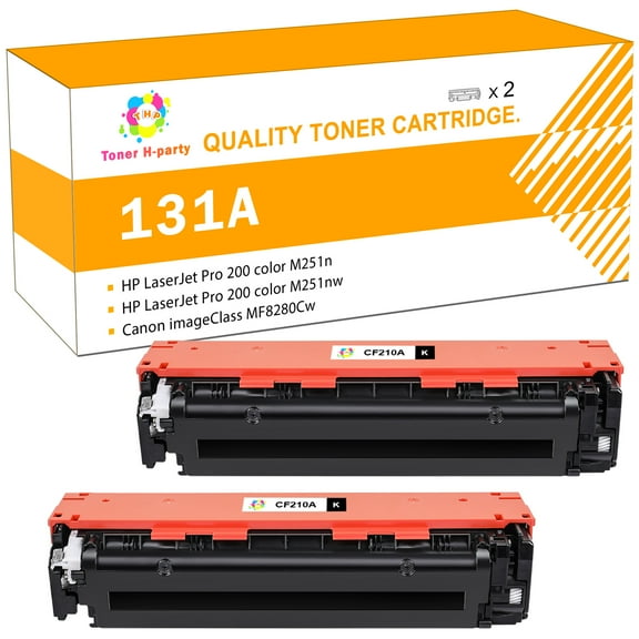 Toner H-Party Compatible Toner Cartridge for HP 131A 131X Laserjet Pro 200 Color M251nw M251n MFP M276nw M276n CF210X CF211A CF212A CF213A Printer Ink (Black, 2-Pack)