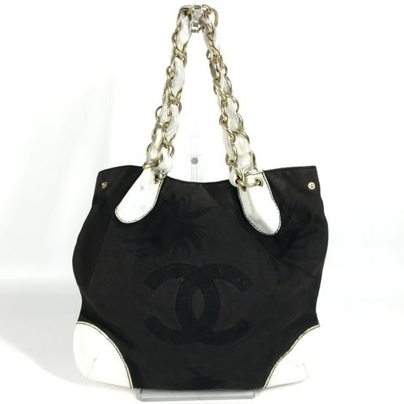 Pre-Owned CHANEL CC Coco Mark Two-Tone Tote Bag with Double Chain, Shoulder Bag,... (Fair)