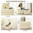 thumbnail image 6 of MEISSALIVVE Swivel Barrel Chair with Storage Ottoman & USB Port, 360° Lounge Chair with 4 Pillows, Teddy Fabric, Beige Accent Chair for Living Room, 6 of 7