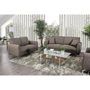 Transitional Brown Linen-like Fabric Sofa and Loveseat FOA Lauritz