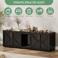 thumbnail image 3 of Double Cat Litter Box Enclosure, Modern Wood Cat Washroom Furniture with Pad, Large Indoor Litter Box Cabinet Hidden, Side End Table, TV Stand, 3 of 7