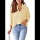 thumbnail image 2 of Camisas de Mujer con Botones, Blusas Clásicas A Rayas de Larga con Cuello y Bolsillo para Oficina. Amarillo M, 2 of 8