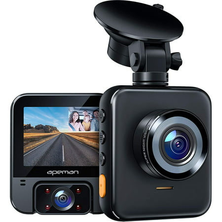 APEMAN 2K Dual Dash Cam, 1080P, 170° Wide Angle, Sony IR Night Vision, Support GPS 128GB Max, Black