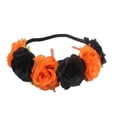 thumbnail image 5 of Diadema de rosas simuladas mexicanas para mujeres, Ataúd del Día de los Muertos, tocado de Halloween, colorido adorno de pelo de fiesta con estambres falsos., 5 of 5