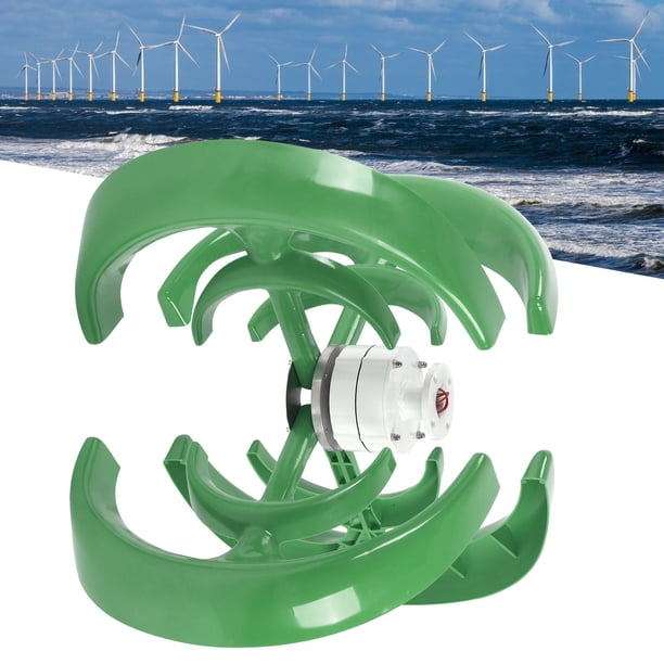 Kit de Generador de Energía Eólica de 1200W Equipo de Generación Turbina de 4 Aspas en Forma de Linterna Verde con Controlador para Molino de Viento Doméstico Marino Anggrek Otros