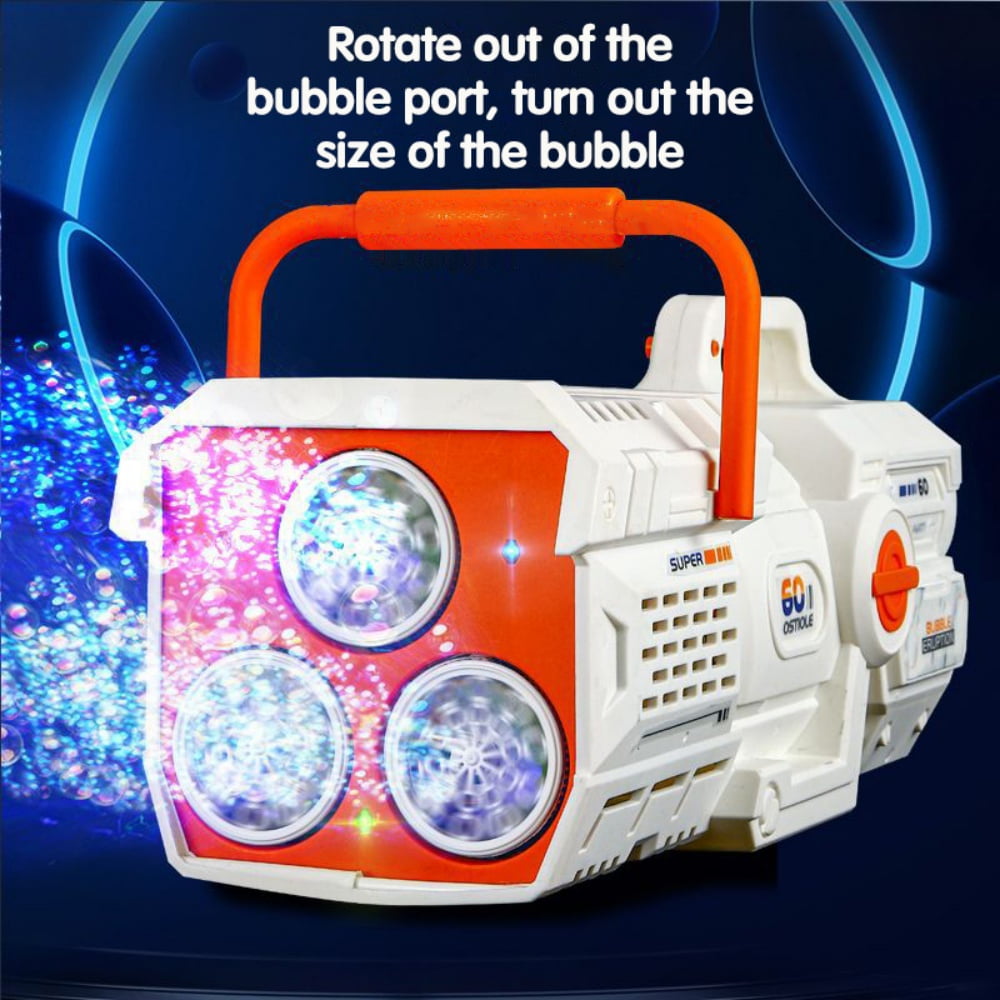 Bubble Machine 60-Holes,Electric Automatic Bubble Maker with Light, Toys For Girls Boys 3-12 Years-Orange