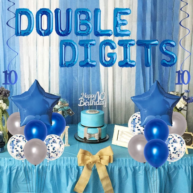 Jollyboom Iridescent 10th Birthday Decorations - Double Digits Banner, Cake Topper, Balloons For Girls