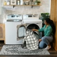 thumbnail image 4 of My Magic Carpet 3'x5' Machine Washable Kitchen Entryway Bedroom Area Rug - Plaid Black And Cream, 4 of 6