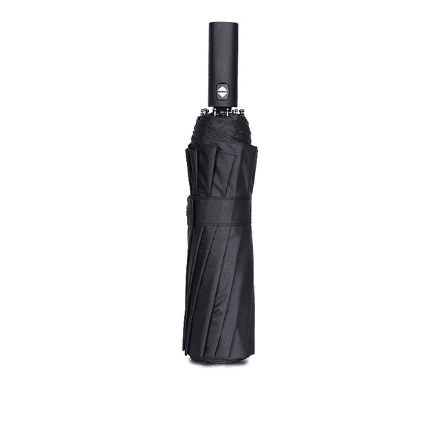 yeacher 12-Rib Durable Windproof Umbrella with Logo Printing, Lightweight & Compact for Travel, Hiking, and Outdoor Activities, Includes Leather Case, Black