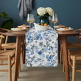 thumbnail image 2 of Blue Green Spring Floral Table Runner - 108 Inch Long, Kitchen Dining Table Runner Dresser Scarves, Watercolor Blooming Botanical Summer Farmhouse Decor for Coffee Tables Wedding Party Banquet, 2 of 8