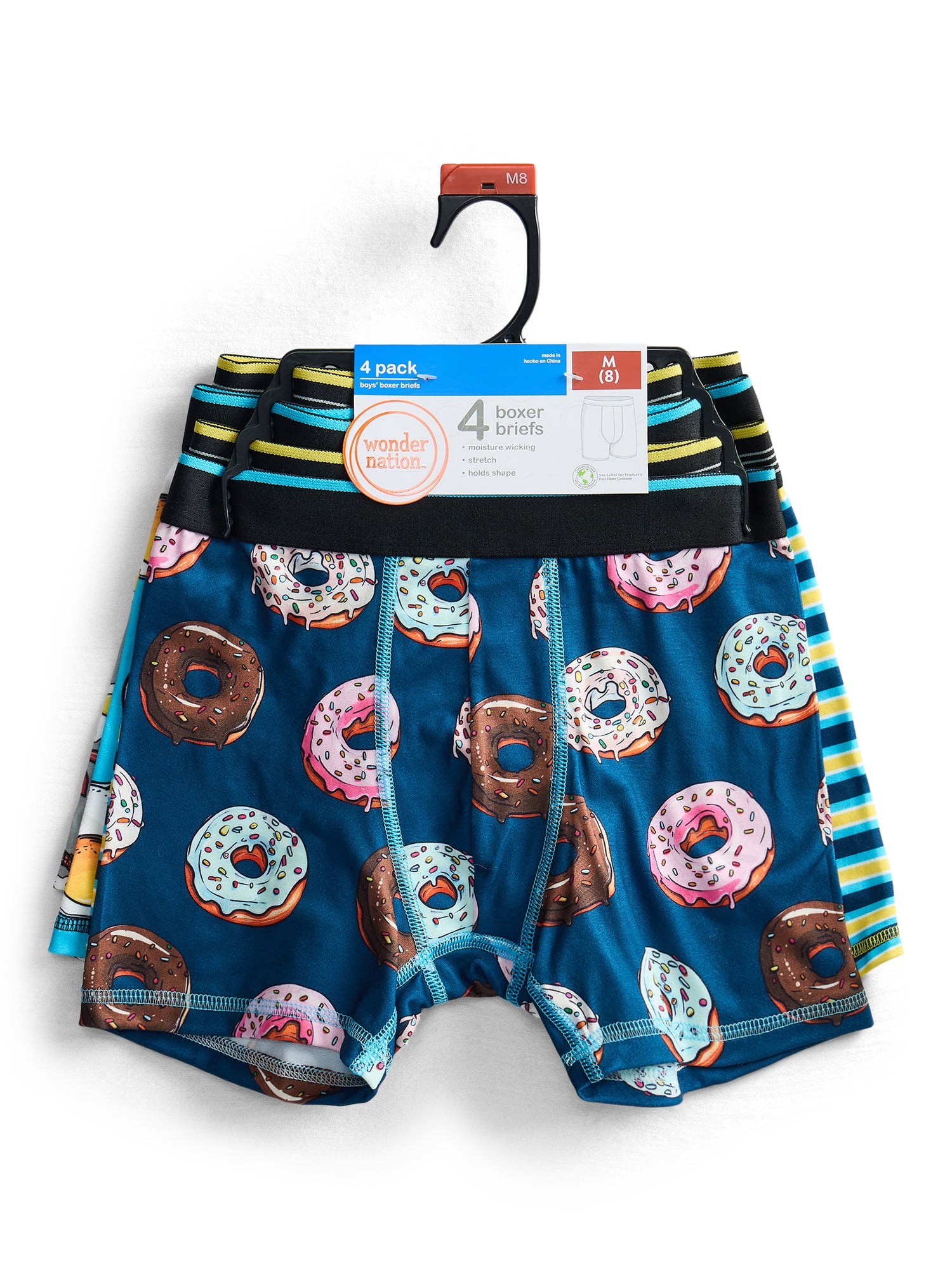 Wonder Nation Boys Boxer Brief Breakfast Underwear, 4-Pack, Sizes S-XL