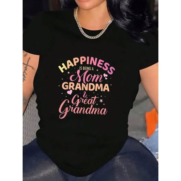 Mom Grandma Great Grandma Valentine's Day Gift Women Short Sleeve Graphic T-Shirt