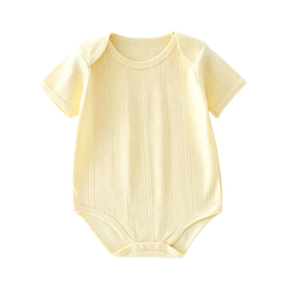 Mlzmgr Boys Girls Infant Clothes Short Sleeve Crew Neck Comfy Lightweight Toddler Romper Summer Casual Newborn Jumpsuit(9-12 Months,Yellow)