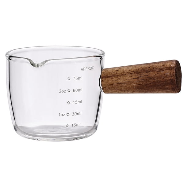 Vaso de chupito de café expreso de color hecho a mano, 75ml/2,5 oz, caños dobles con mango de nogal, vaso medidor de café para Barista, 2 uds.