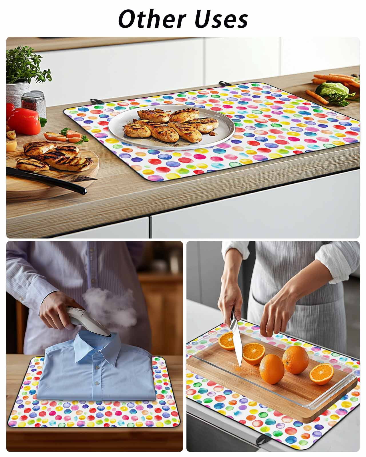 Stove Top Covers for Electric Stove, Colorful Polka Dot Glass Stovetop Cover Protector, Watercolor Rainbow Polka Dots Induction Cooktop Protector Oven Mat for Kitchen Countertop 24"x21"