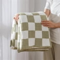 thumbnail image 3 of LAICAIW Checkered Throw Blanket，Checkered Blanket Throw Cute，Throw Blankets Checkerboard Grid Chessboard Gingham Warmer Comfort Plush Reversible Microfiber Cozy Decor For Home Bed Couch (Matcha, 6, 3 of 7