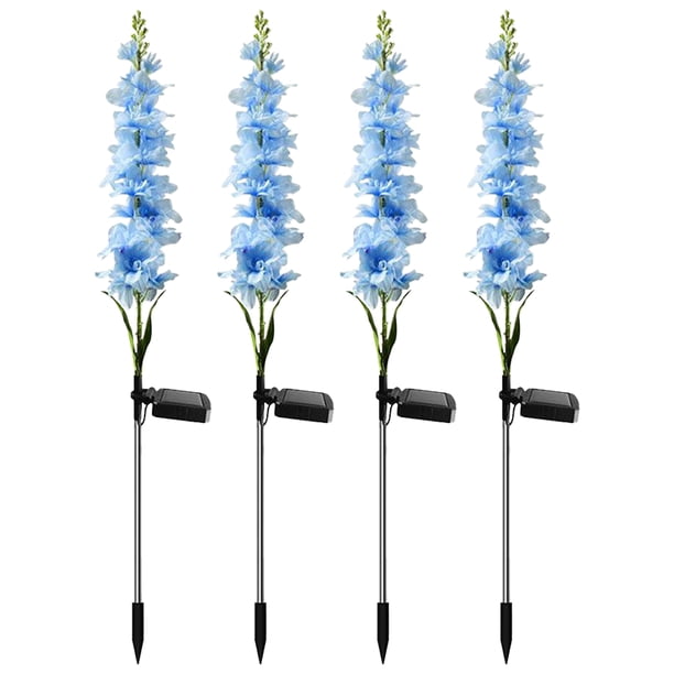 4 Uds Delphinium luces solares de jardín IP65 impermeable al aire libre Solar Delphinium luz LED para decoración de Patio y regalo para la madre