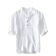thumbnail image 2 of Casual Mens Shirts Regular-Fit Short Sleeve Tops Summer Lightweight Henley T-Shirt Vacation Beach Wear Plus Size Big&Tall M-8X, 2 of 6