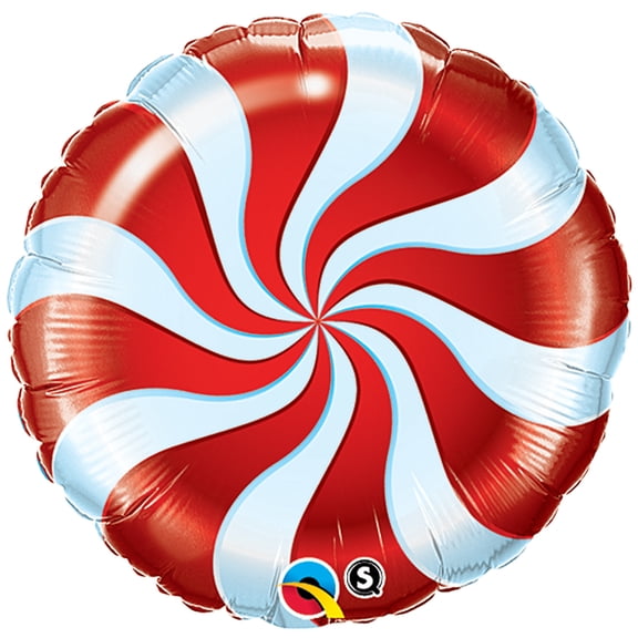 Qualatex Christmas Candy Cane Swirl Round 18" Foil Balloon, Red White