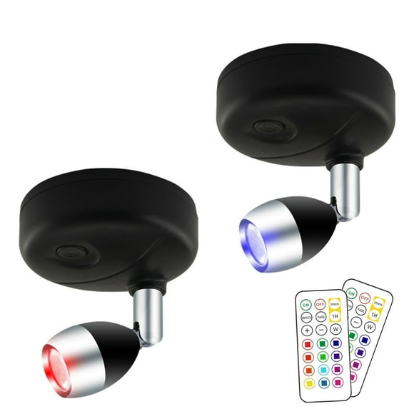 Light Timer for Indoor Lighting,2 Pack 360 Degree Wall Light with Remote RGB Mood Light 3 Modes 13 Colors Timer