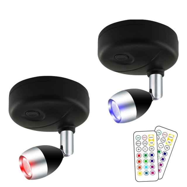 Light Timer for Indoor Lighting,2 Pack 360 Degree Wall Light with Remote RGB Mood Light 3 Modes 13 Colors Timer